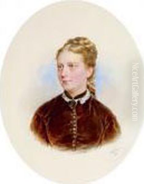 Dama In Abito Bruno Oil Painting by Josef Nikolaus Kriehuber