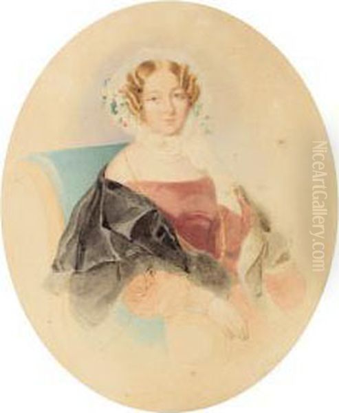 Damenportrat Oil Painting by Josef Nikolaus Kriehuber