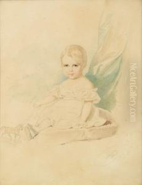 Spielendes Kind (kaiser Franz Joseph?) Oil Painting by Josef Nikolaus Kriehuber