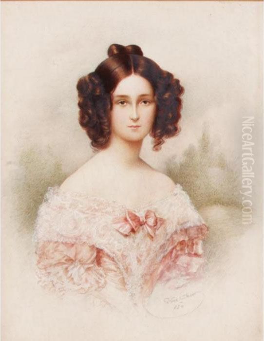 Portrait Of A Lady Oil Painting by Josef Nikolaus Kriehuber