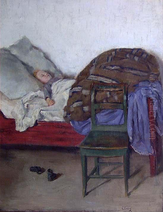 Sleeping Child Oil Painting by Christian Krohg