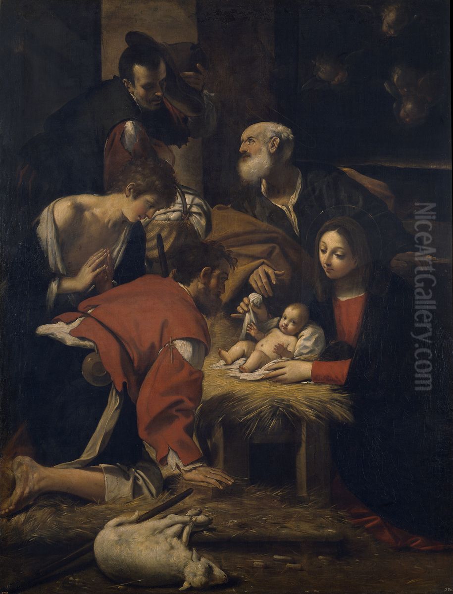 The Adoration of the Shepherds Oil Painting by Giacomo Cavedone