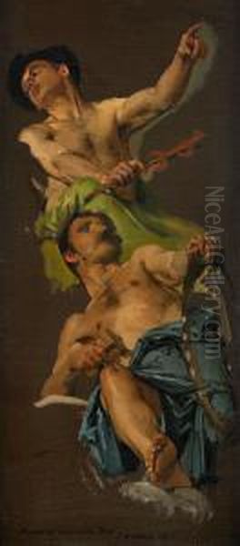 Sveaplafonden I Stockholms Slott - Detaljstudie Oil Painting by Julius Johann Ferdinand Kronberg