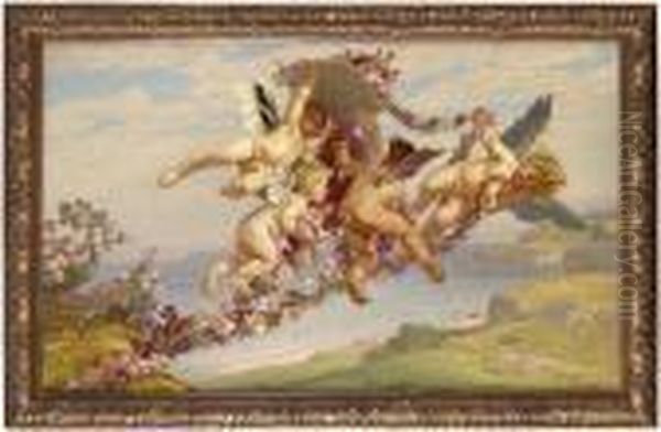 Putti Oil Painting by Julius Johann Ferdinand Kronberg