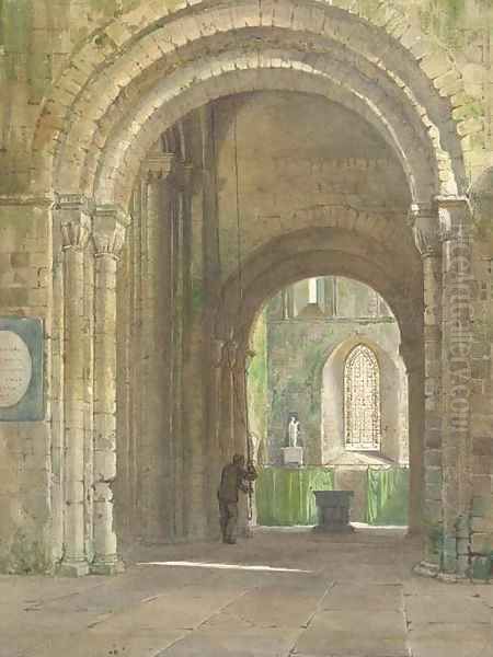 Bell ringing at the Church of Saint Mary de Haura, New Shoreham, Sussex Oil Painting by William Harding Collingwood-Smith