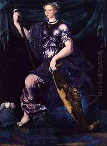 Margaret Queen of Navarre represented as Minerva Limoges Oil Painting by Jean de Court