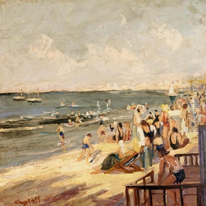 A Beachside Resort Oil Painting by Andreas Krystallis