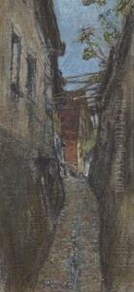 Schmales Gasschen. Oil Painting by Gotthardt Kuehl