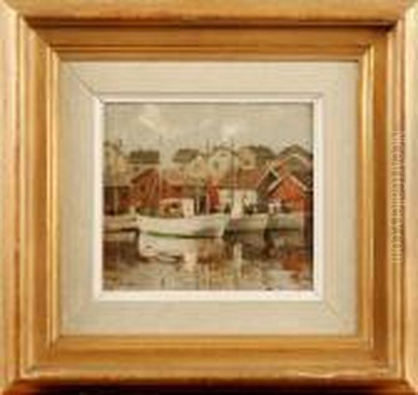 Hamnmotiv Oil Painting by Akke Kumlien