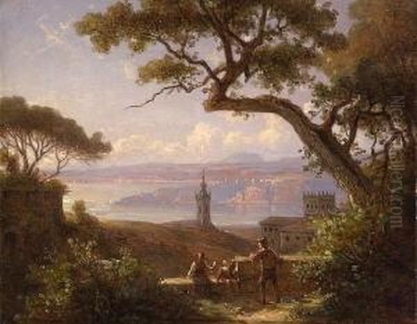 Portugiesische
 Kustenlandschaft. Oil Painting by Karl Robert Kummer