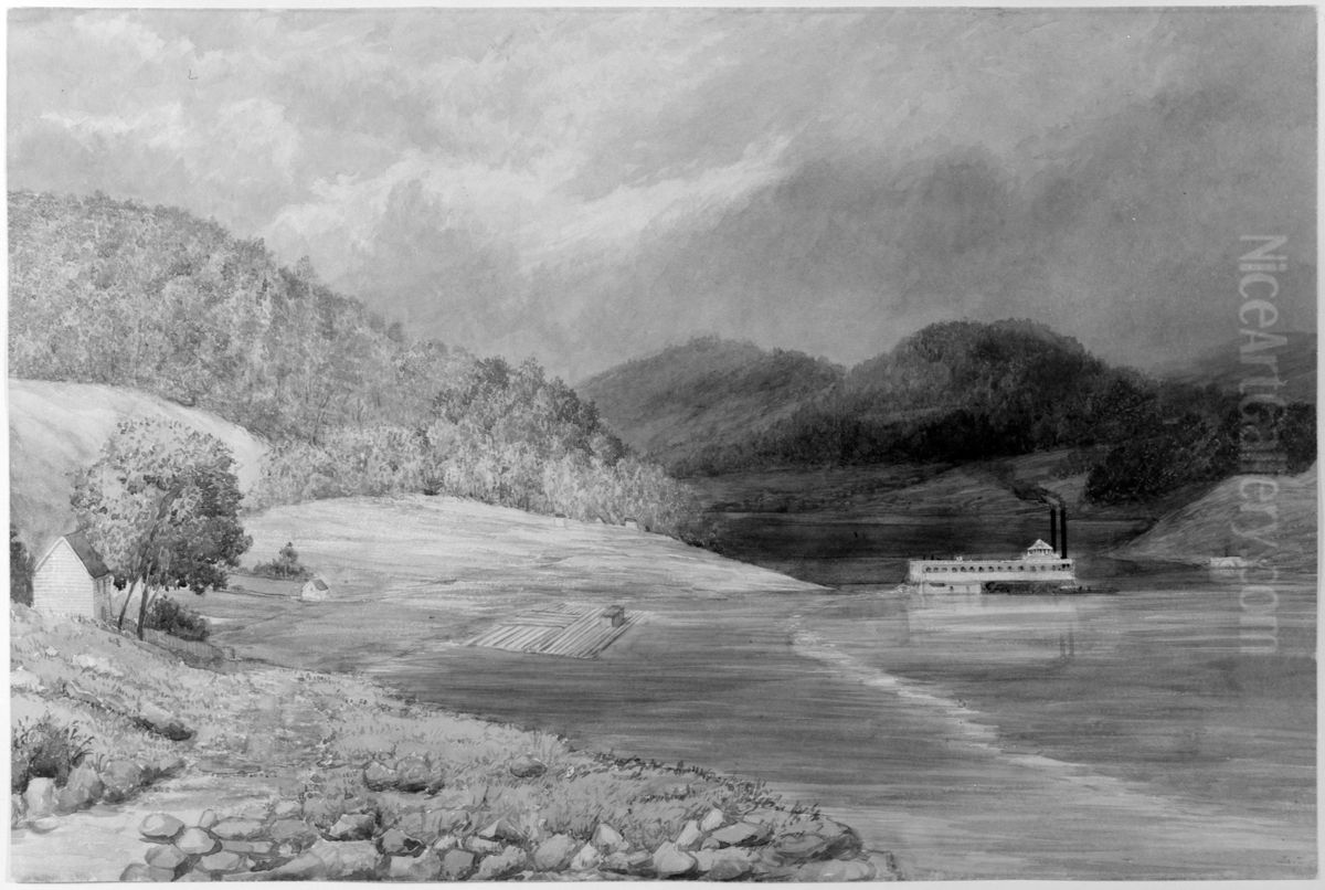The Ohio River near Wheeling, West Virginia Oil Painting by Lefevre James Cranstone