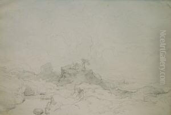 Sudlandische Landschaft, Mit Personenstaffage Oil Painting by Karl Robert Kummer