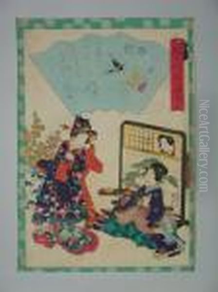 Le Prince Assis Tenant Un Kobako Oil Painting by Gototei Kunisada