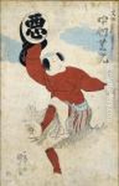 Danseur Au Tambourin Oil Painting by Gototei Kunisada