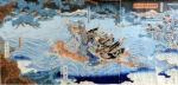 Scene De Legende Oil Painting by Gototei Kunisada