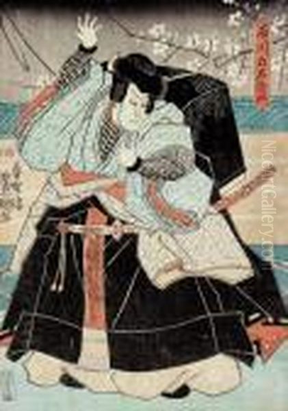 Aktor Pod Galezia Kwitnacej Sliwy Oil Painting by Gototei Kunisada