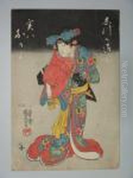 Une Jeune Femme Devant Un Tanto Oil Painting by Utagawa Kuniyoshi