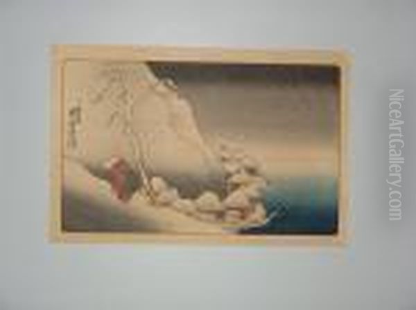 L'arrivee De Nichiren A Sado Sous La Neige Oil Painting by Utagawa Kuniyoshi