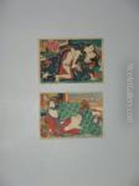 Des Couples Enlaces Oil Painting by Utagawa Kuniyoshi