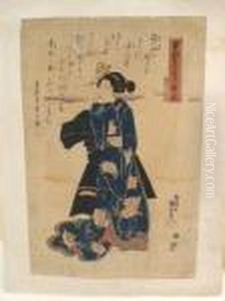 Jeune Femme Debout Oil Painting by Utagawa Kuniyoshi