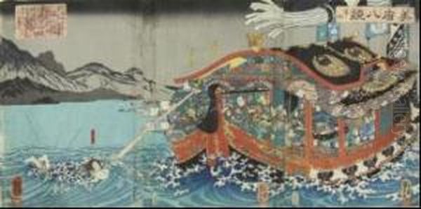 A Ship Belongs To Daimyo Oil Painting by Utagawa Kuniyoshi