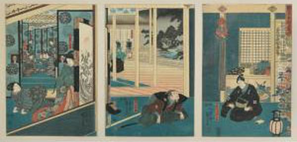First Act Of Kanadehon Chushingura Oil Painting by Utagawa Kuniyoshi