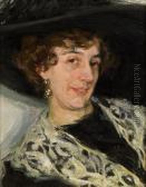 Damenportrat Oil Painting by Max Kurzweil