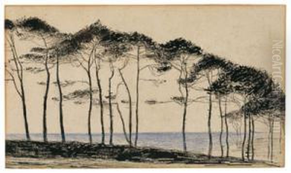 Pinienhain Am Meer Oil Painting by Max Kurzweil