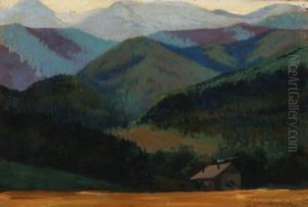 Tatra Oil Painting by Jeno Kuszka