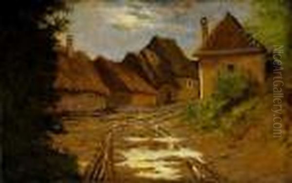 Dedina Na Jesen Oil Painting by Jeno Kuszka