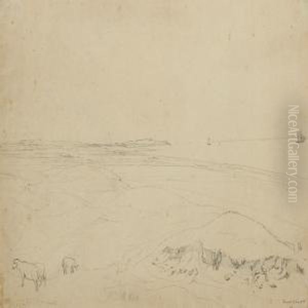 Landscape From Hornbaek With Grassing Sheep Oil Painting by Vilhelm Kyhn