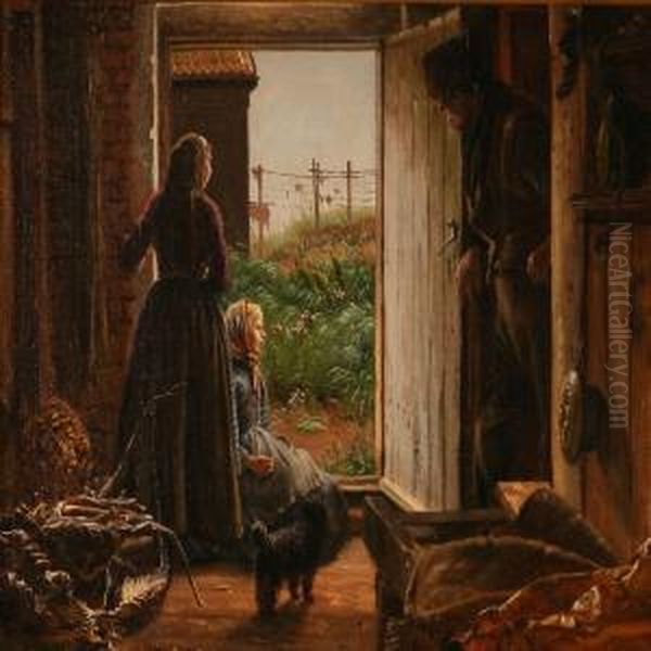 Fishermen Interior With A Young Girl Waiting In Thedoorway Oil Painting by Vilhelm Kyhn