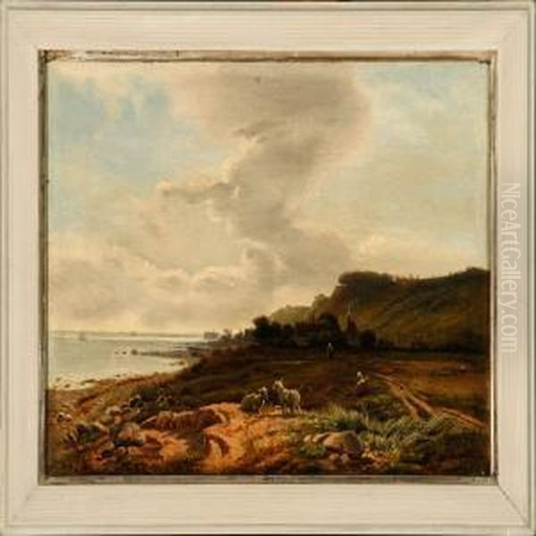 The Beach At Hellebaek Village Oil Painting by Vilhelm Kyhn