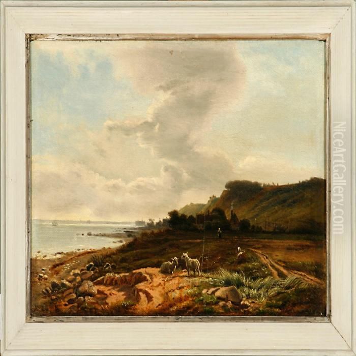 The Beach At Hellebaekvillage Oil Painting by Vilhelm Kyhn