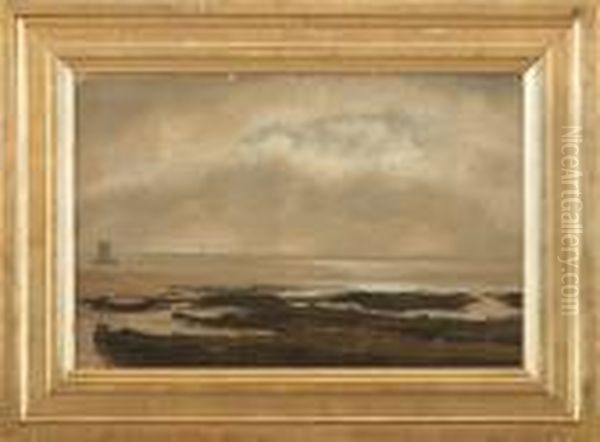 Seascape With Sailing Ships, Probably From Kalvebod Strand Oil Painting by Vilhelm Kyhn