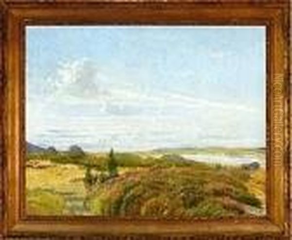 A Danish Moor Landscape Oil Painting by Vilhelm Kyhn