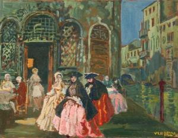 Maschere A Venezia Oil Painting by Vincenzo La Bella