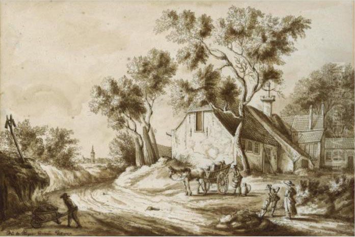 View Of A Farmer's Cottage In A 
Dune Landscape, With The Hague On The Horizon To The Left Oil Painting by Paulus Constantin La Fargue