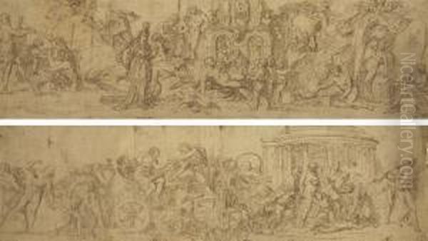 The Education Of Silenus; And The Triumph Of Bacchus Oil Painting by Raymond Lafage