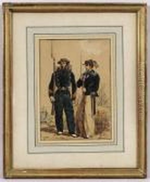 Hyppolite . Matelot Et Quartier Maitre Louis Philippe Oil Painting by Francois-Hippolyte Lalaisse