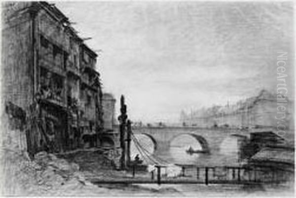 [demolitions A Paris, Bords De Seine] Oil Painting by Maxime Lalanne