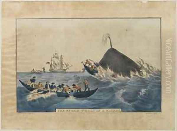 The Sperm Whale in a Flurry Oil Painting by Currier