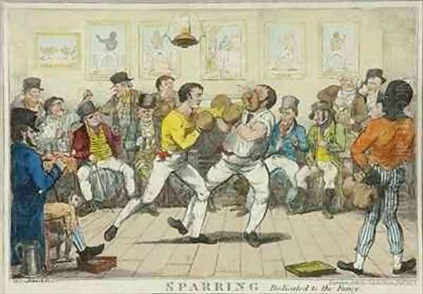 Sparring Oil Painting by Isaac Robert Cruikshank