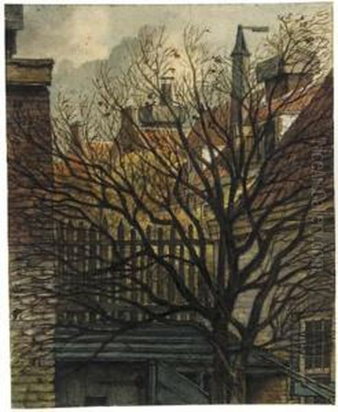 A View From The House Of The 
Artist On The Korte Leidsedwarsstraat, Amsterdam, With The Back Of The 
Houses On Thespiegelgracht Oil Painting by Gerrit Lamberts