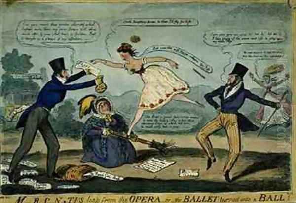 MRCN TIs Leap from the Opera or The Ballet Turned into a Ball Oil Painting by Isaac Robert Cruikshank
