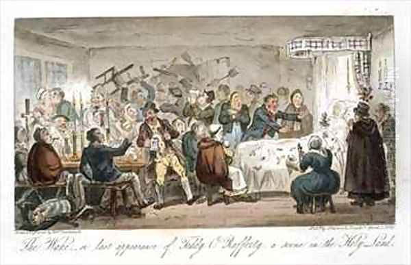 The Wake or last appearance of Teddy ORafferty a scene in the Holy Land Oil Painting by Isaac Robert Cruikshank