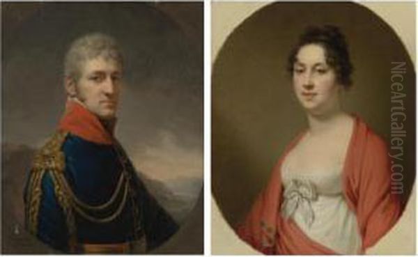 Portrait Of Anton Josef Edler 
Von Leeb (june 13, 1769-december 6, 1837), Mayor Of Vienna, 1835-1837; 
Portrait Of Theresia Von Leeb (1775-1846) Oil Painting by Johann Baptist the Elder Lampi