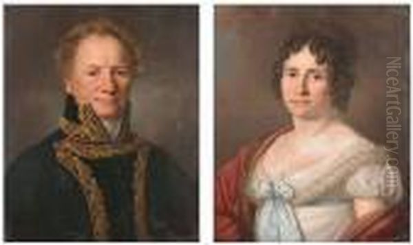 Coppia Di Ritratti Di Nobiluomo, In Abito Da Alto Funzionario
 Dell'impero Asburgico, E Della Consorte Oil Painting by Johann Baptist the Elder Lampi