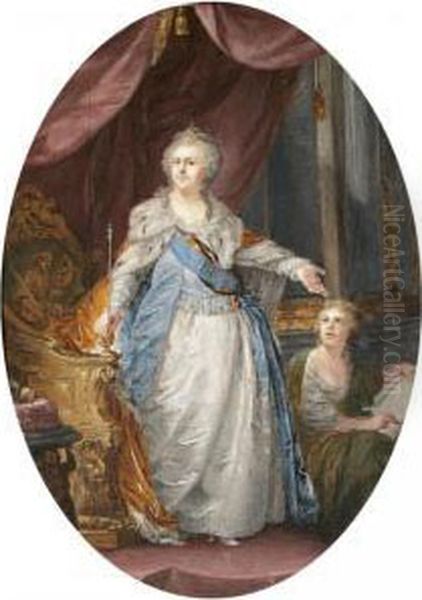 Portrait Of Catherine The Great Oil Painting by Johann Baptist the Elder Lampi
