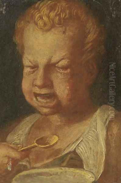 A boy feeding Oil Painting by Annibale Carracci